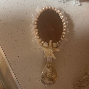 Seashell and Pearl Hand Mirror